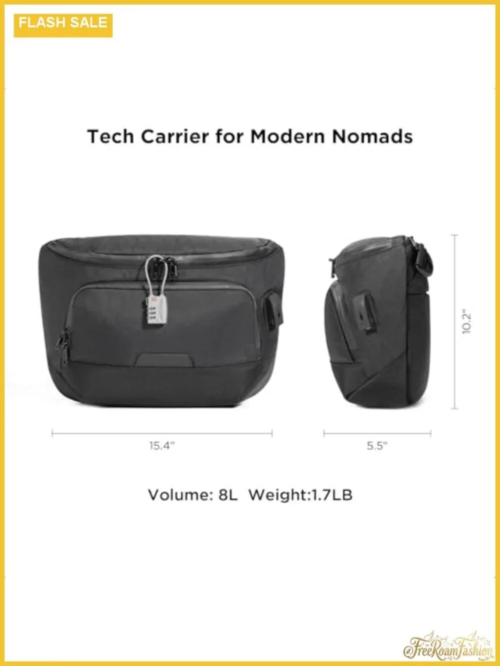 8L RFID Blocking Sling Crossbody Laptop Bag Water Resistant